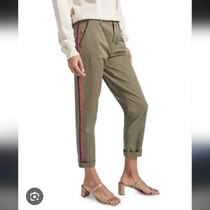 Universal Thread Olive Green Pants with Red & Navy Stripe